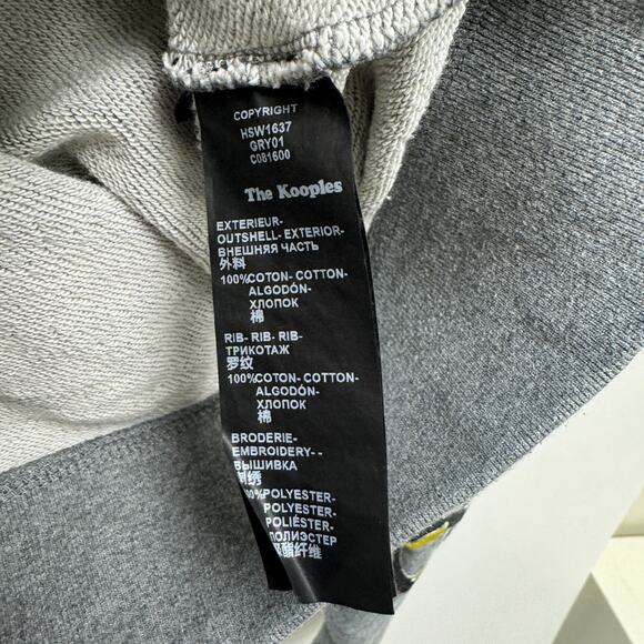 The Kooples Gray Crewneck Skull Embroidered Sleeve Sweatshirt Sz M - Picture 8 of 9